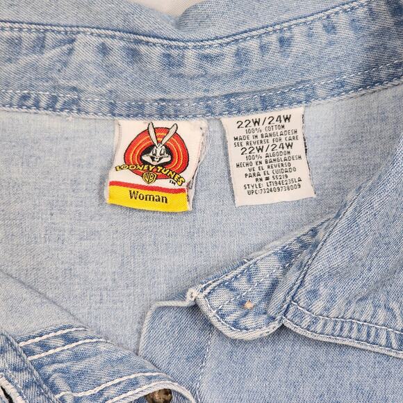 Looney Tunes Tweety Bird Jean Button-Up Shirt 2XL - Picture 5 of 6